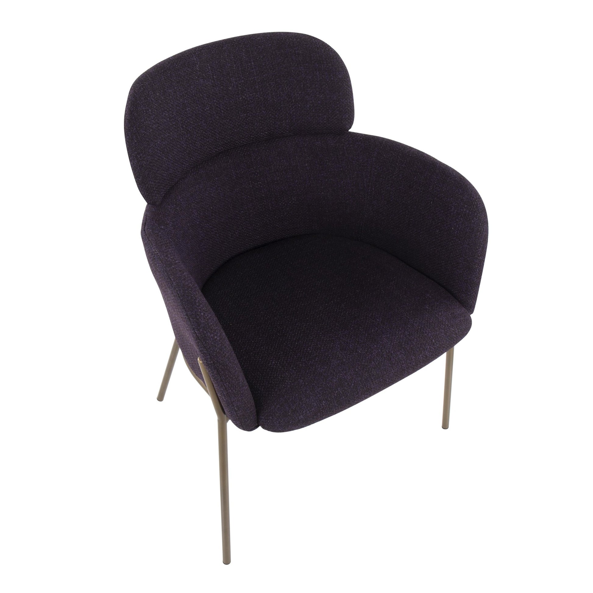 Milan Contemporary Chair in Antique Brass Metal and Blue Noise Fabric By LumiSource - Set of 2 | Dining Chairs | Modishstore - 11