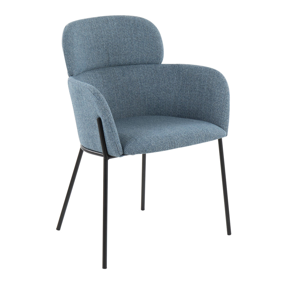 Milan Contemporary Chair in Antique Brass Metal and Blue Noise Fabric By LumiSource - Set of 2 | Dining Chairs | Modishstore - 21
