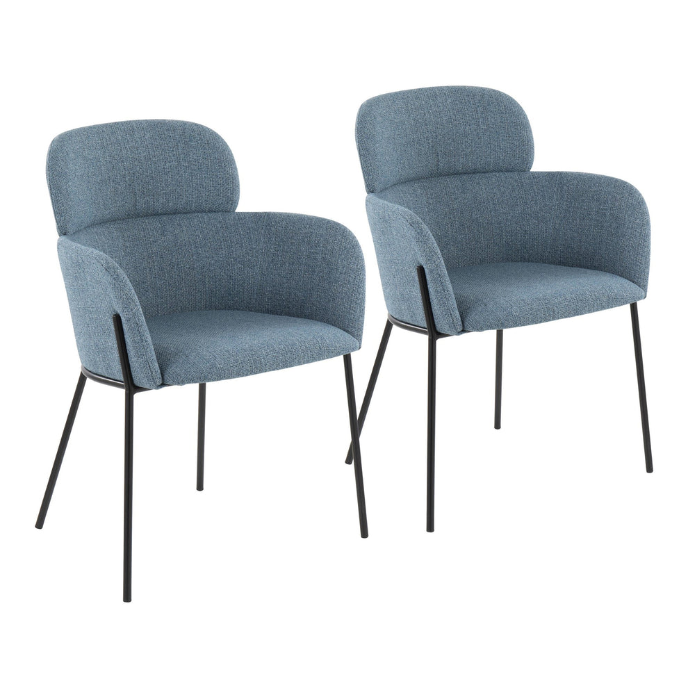 Milan Contemporary Chair in Antique Brass Metal and Blue Noise Fabric By LumiSource - Set of 2 | Dining Chairs | Modishstore - 17