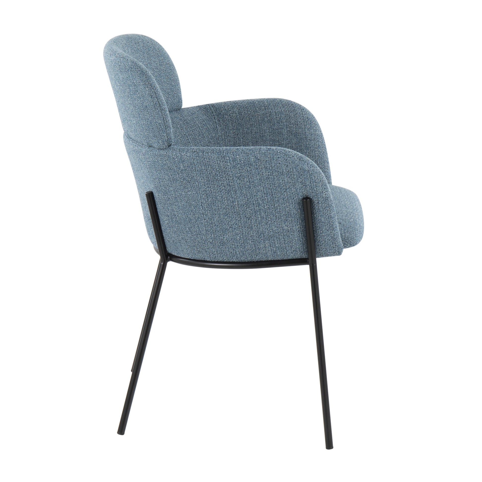 Milan Contemporary Chair in Antique Brass Metal and Blue Noise Fabric By LumiSource - Set of 2 | Dining Chairs | Modishstore - 22