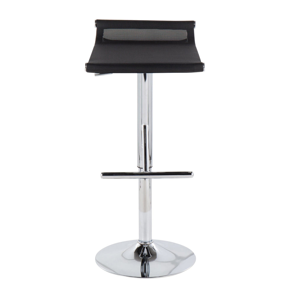 Mirage Ale Contemporary Adjustable Bar Stool in Chrome and Black Mesh By LumiSource | Bar Stools | Modishstore - 7