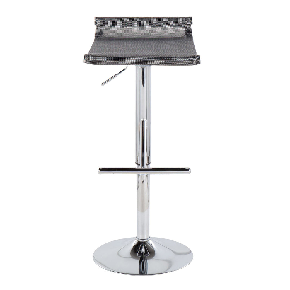 Mirage Ale Contemporary Adjustable Bar Stool in Chrome and Black Mesh By LumiSource | Bar Stools | Modishstore - 14