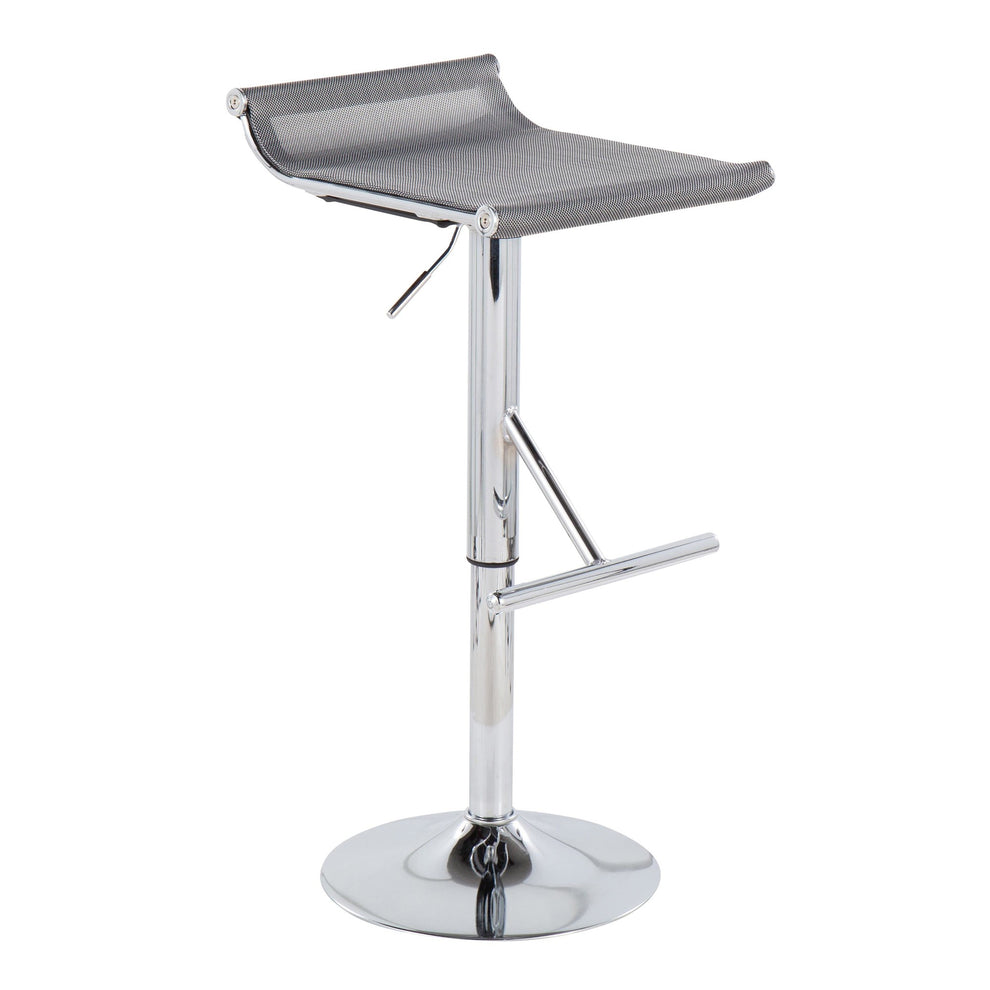 Mirage Ale Contemporary Adjustable Bar Stool in Chrome and Black Mesh By LumiSource | Bar Stools | Modishstore - 8