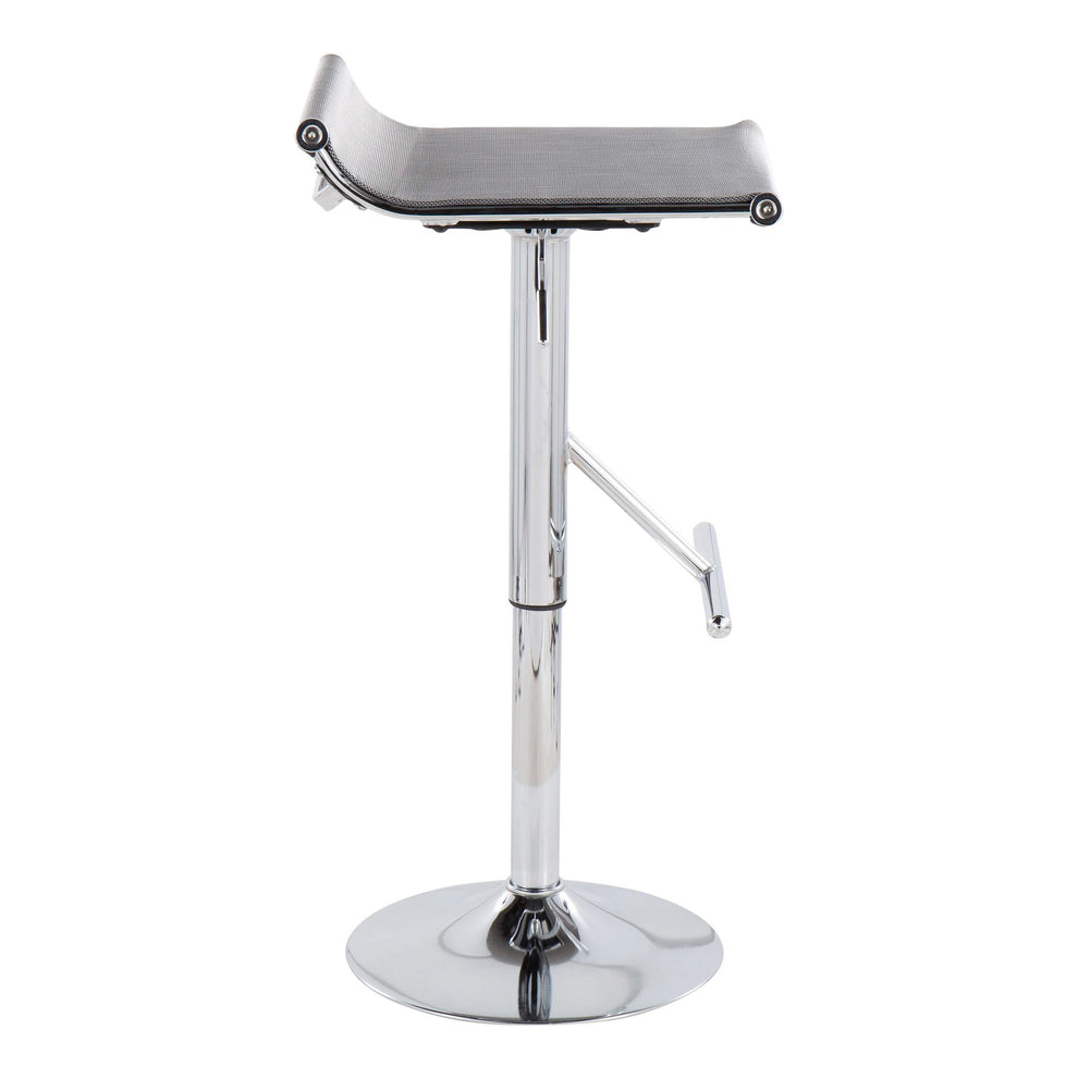 Mirage Ale Contemporary Adjustable Bar Stool in Chrome and Black Mesh By LumiSource | Bar Stools | Modishstore - 11