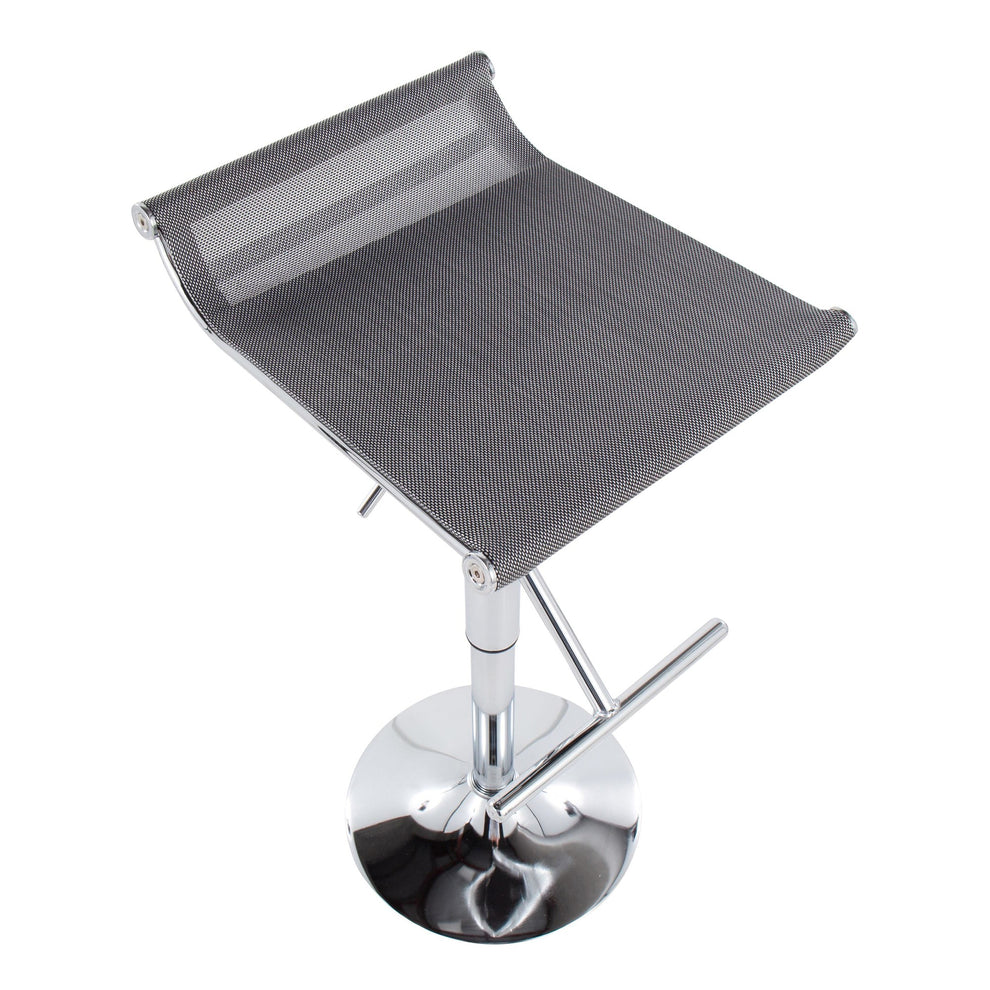 Mirage Ale Contemporary Adjustable Bar Stool in Chrome and Black Mesh By LumiSource | Bar Stools | Modishstore - 9