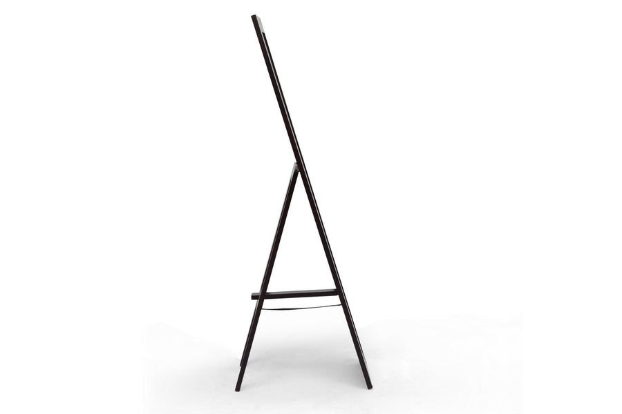baxton studio lund dark brown wood modern mirror with built in stand | Modish Furniture Store-2