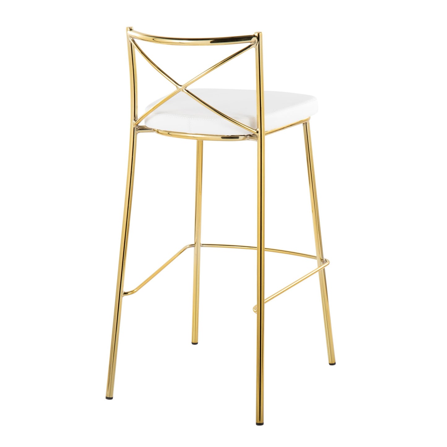 Modern Charlotte 30" Fixed-Height Barstool - Set of 2 Gold Metal, White PU By LumiSource | Bar Stools | Modishstore - 4