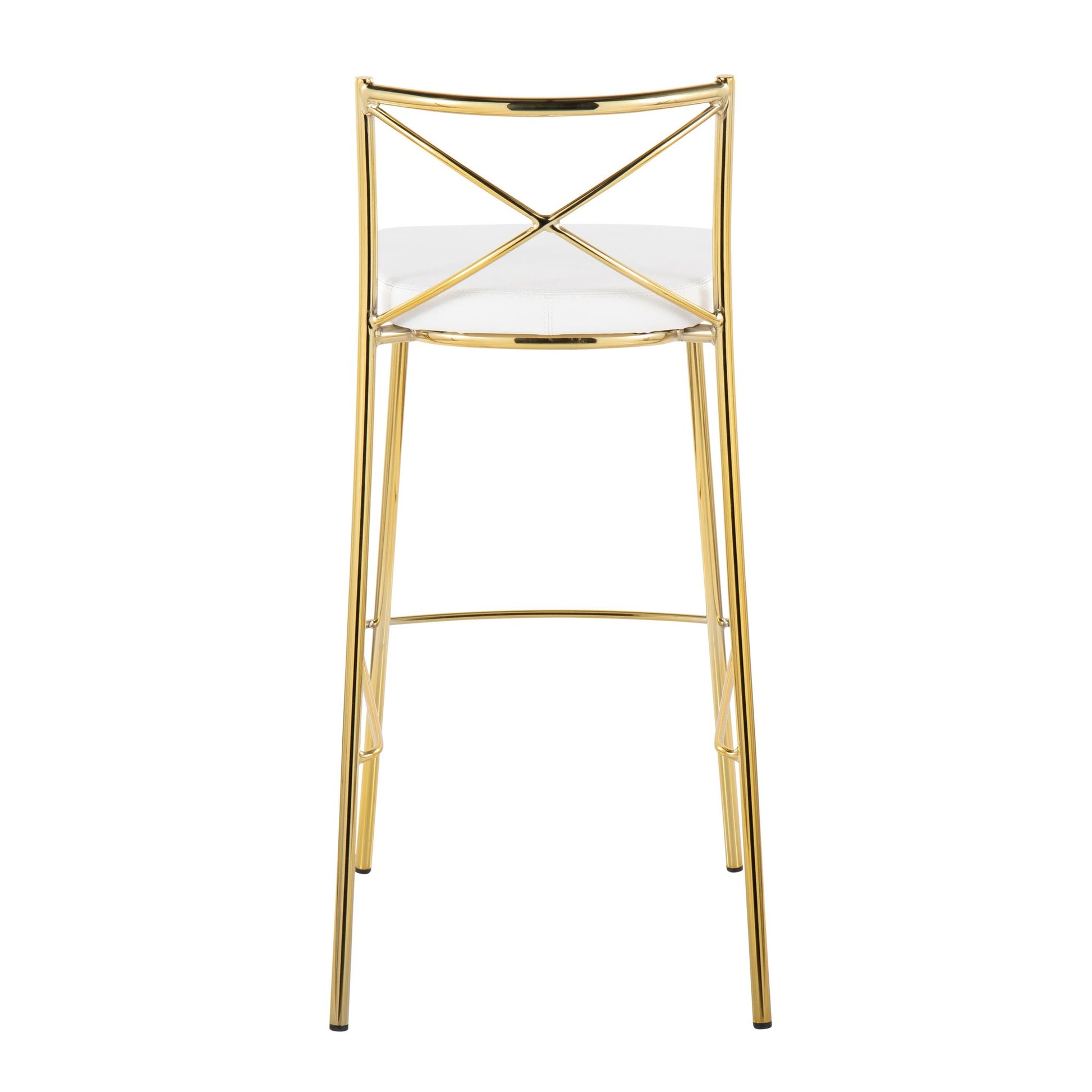 Modern Charlotte 30" Fixed-Height Barstool - Set of 2 Gold Metal, White PU By LumiSource | Bar Stools | Modishstore - 5