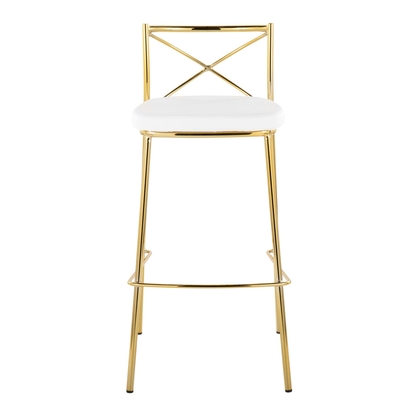 Modern Charlotte 30" Fixed-Height Barstool - Set of 2 Gold Metal, White PU By LumiSource | Bar Stools | Modishstore - 6