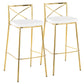 Modern Charlotte 30" Fixed-Height Barstool - Set of 2 Gold Metal, White PU By LumiSource | Bar Stools | Modishstore