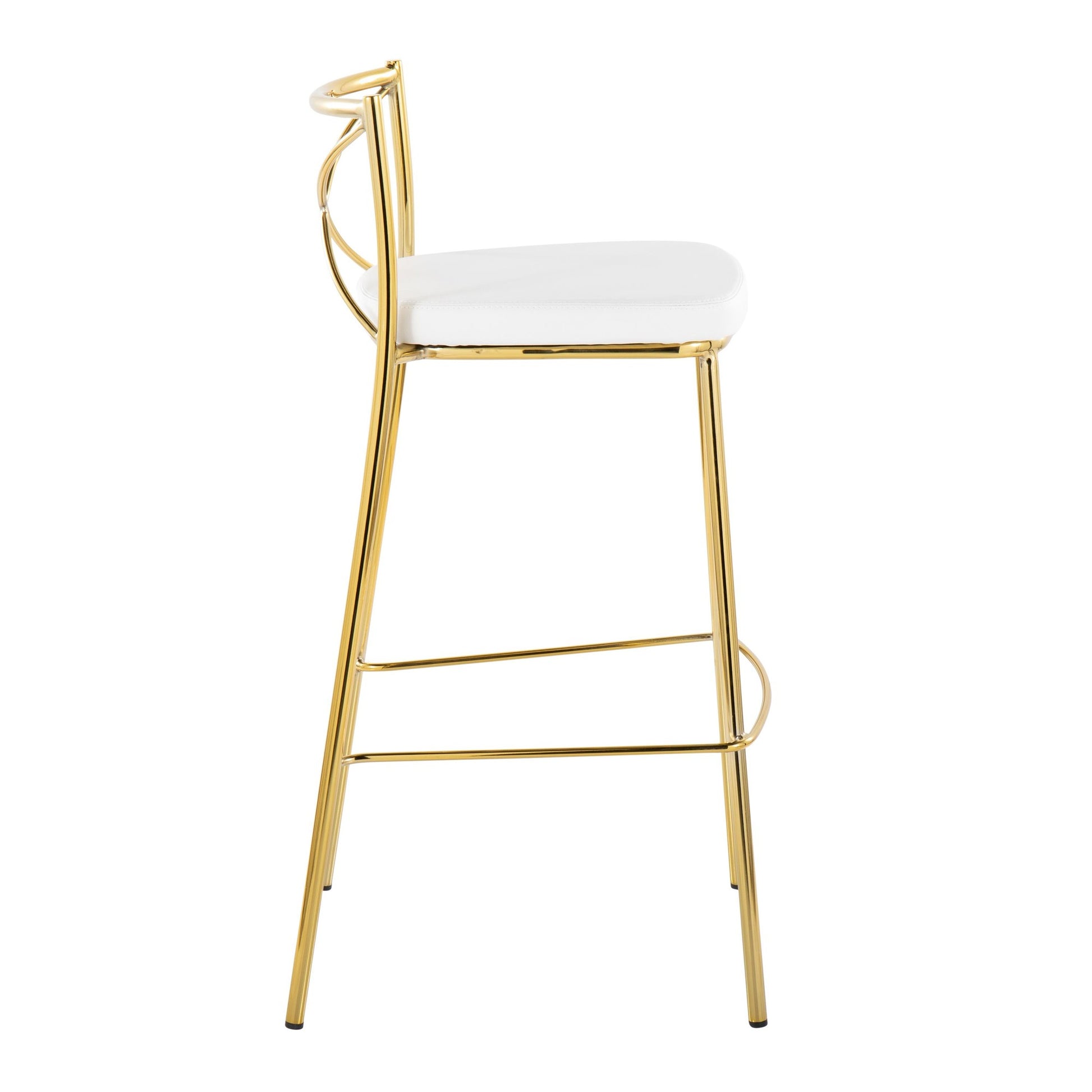 Modern Charlotte 30" Fixed-Height Barstool - Set of 2 Gold Metal, White PU By LumiSource | Bar Stools | Modishstore - 3
