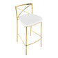Modern Charlotte 30" Fixed-Height Barstool - Set of 2 Gold Metal, White PU By LumiSource | Bar Stools | Modishstore - 7