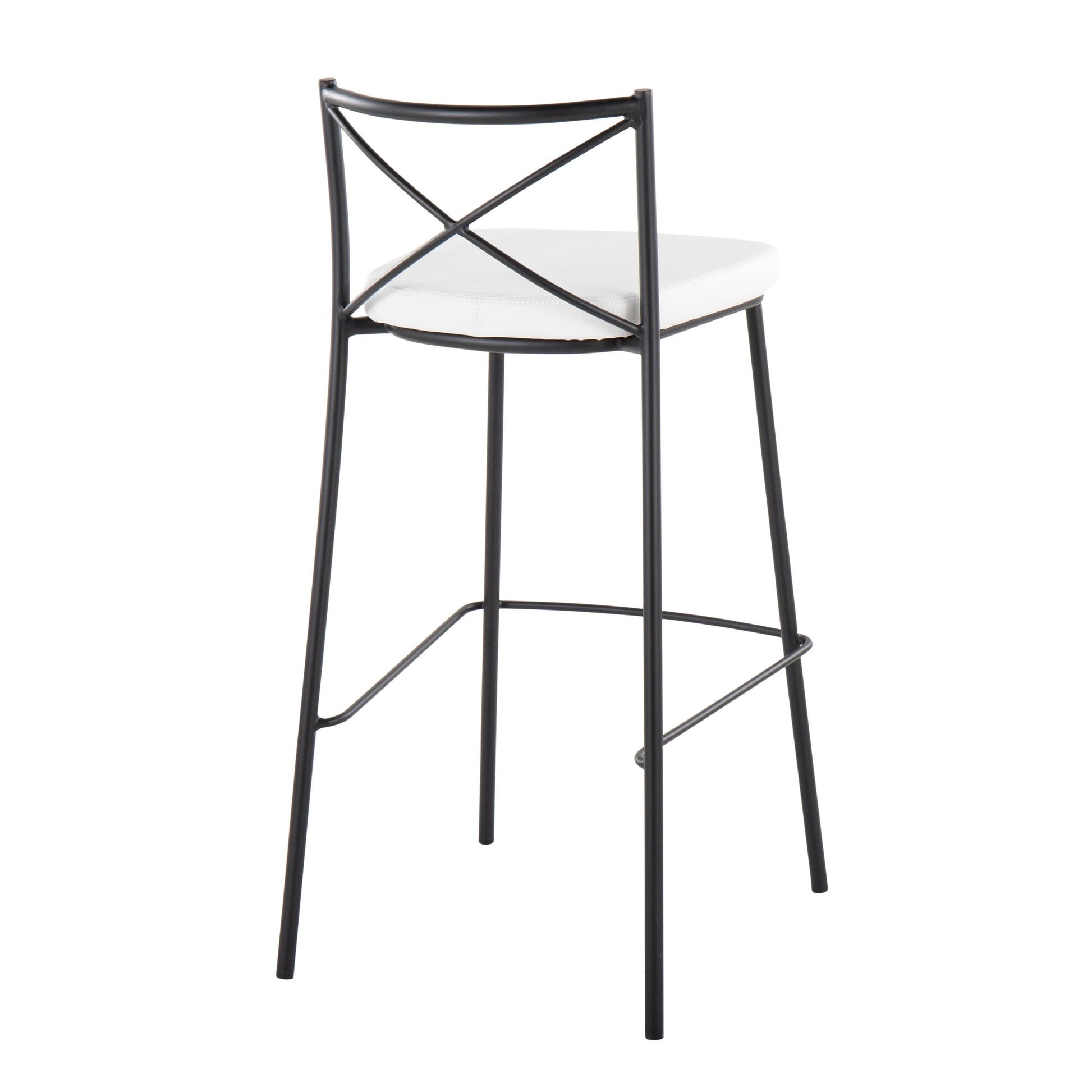 Modern Charlotte 30" Fixed-Height Barstool - Set of 2 Gold Metal, White PU By LumiSource | Bar Stools | Modishstore - 11