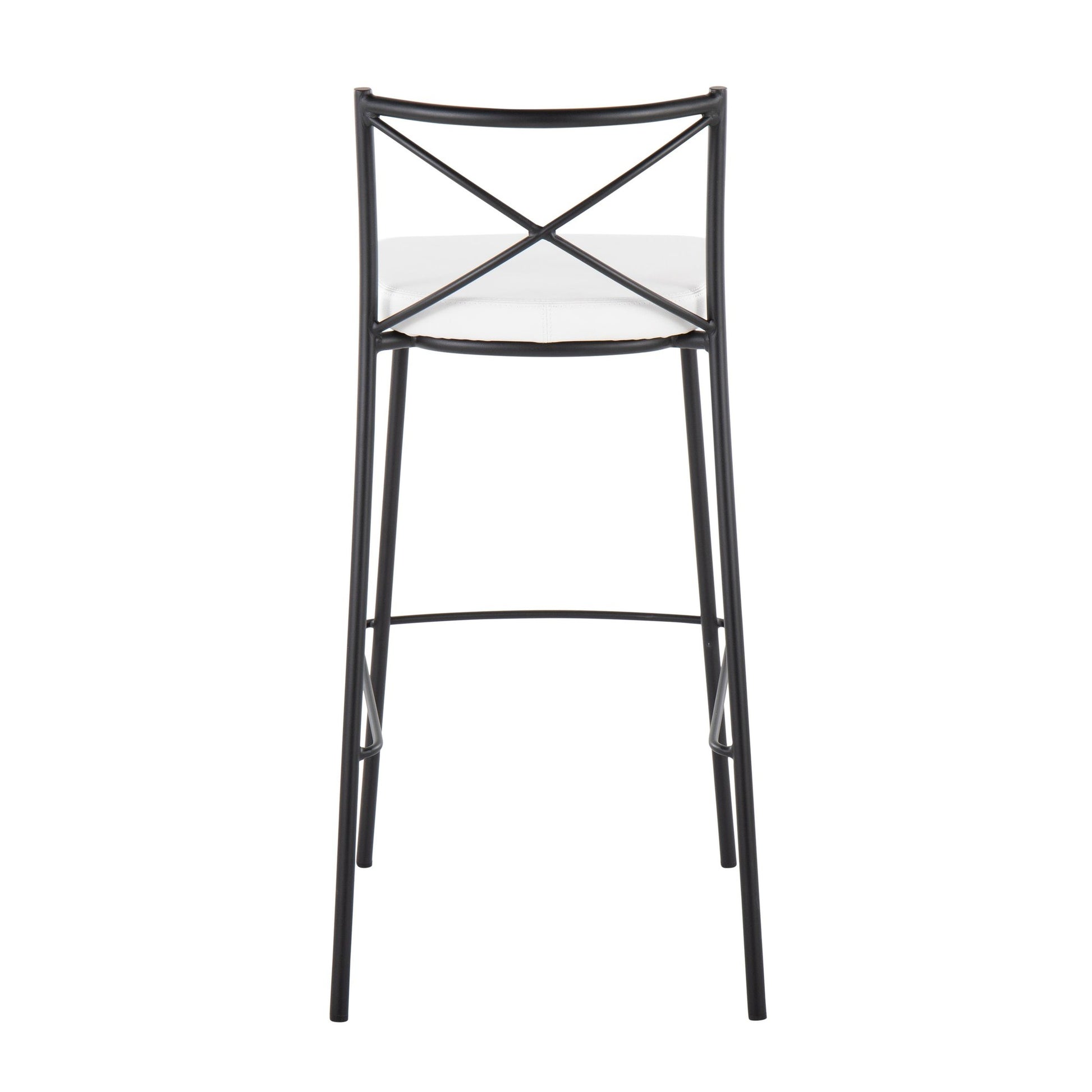 Modern Charlotte 30" Fixed-Height Barstool - Set of 2 Gold Metal, White PU By LumiSource | Bar Stools | Modishstore - 12