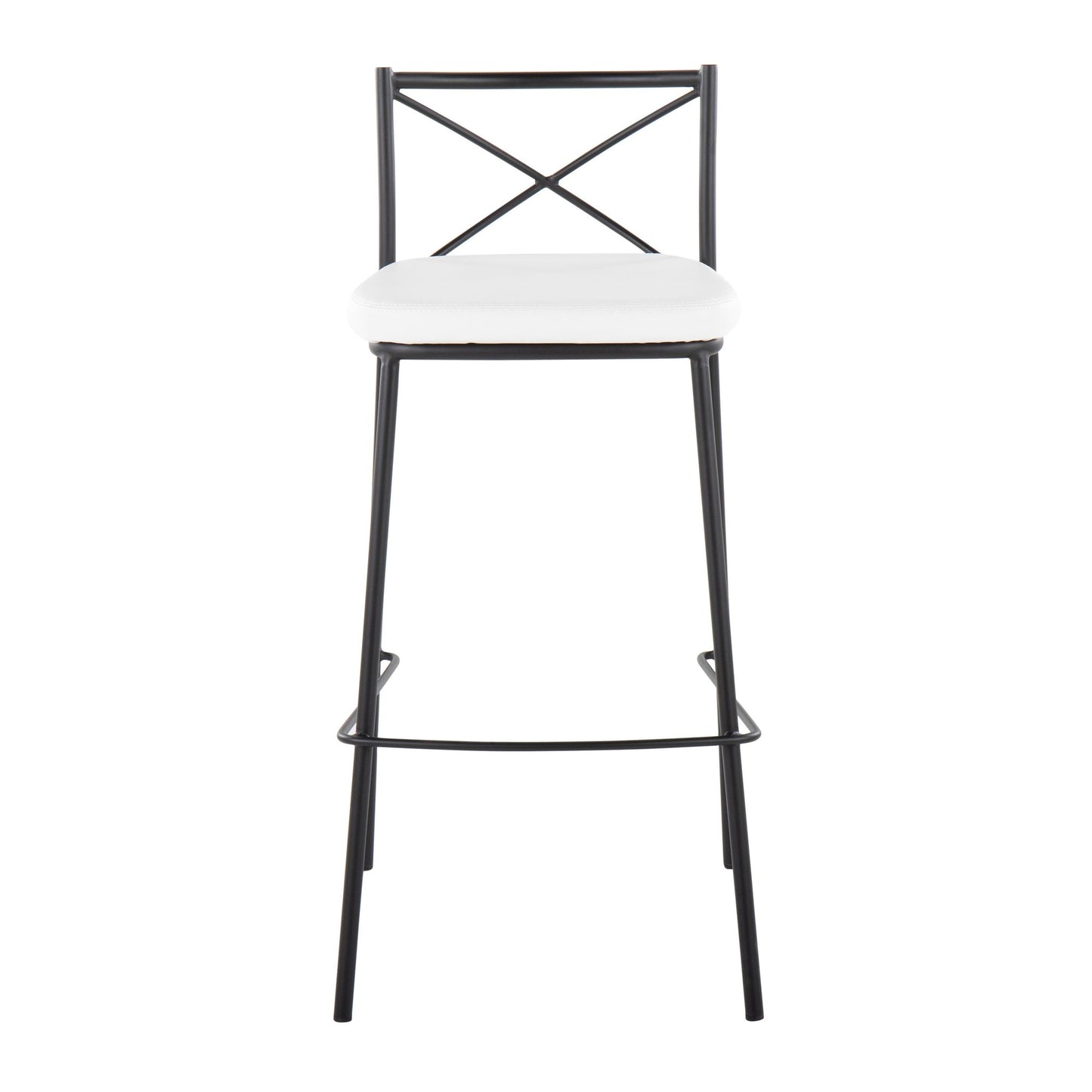 Modern Charlotte 30" Fixed-Height Barstool - Set of 2 Gold Metal, White PU By LumiSource | Bar Stools | Modishstore - 13