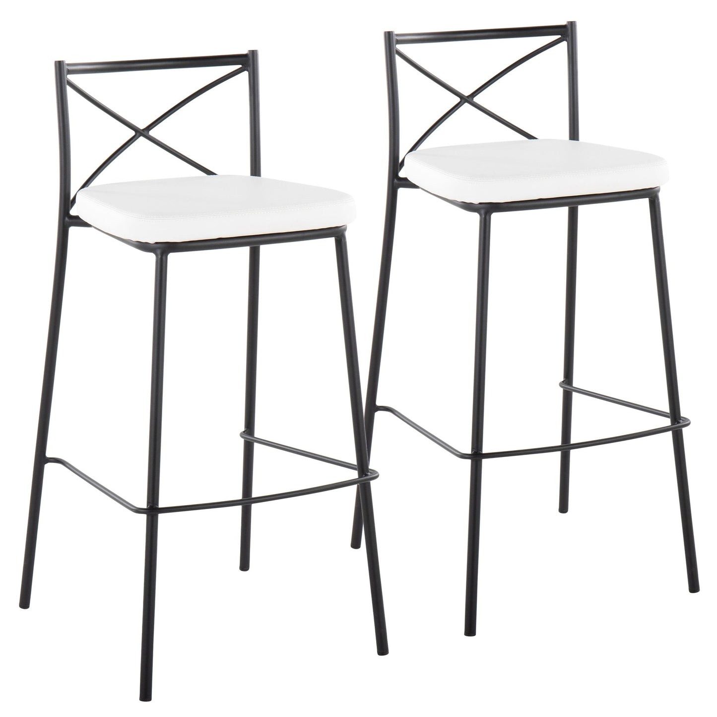 Modern Charlotte 30" Fixed-Height Barstool - Set of 2 Gold Metal, White PU By LumiSource | Bar Stools | Modishstore - 8