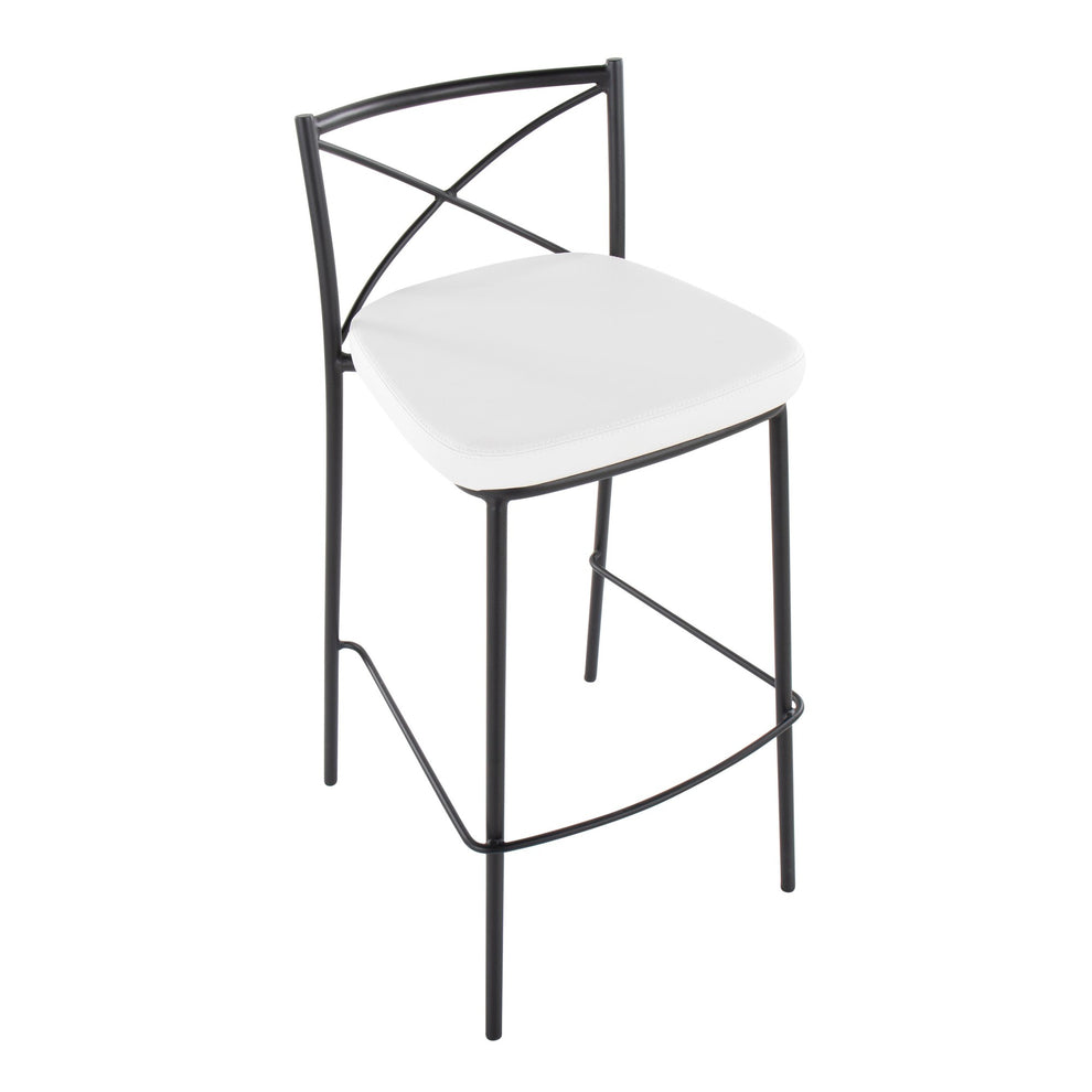 Modern Charlotte 30" Fixed-Height Barstool - Set of 2 Gold Metal, White PU By LumiSource | Bar Stools | Modishstore - 14
