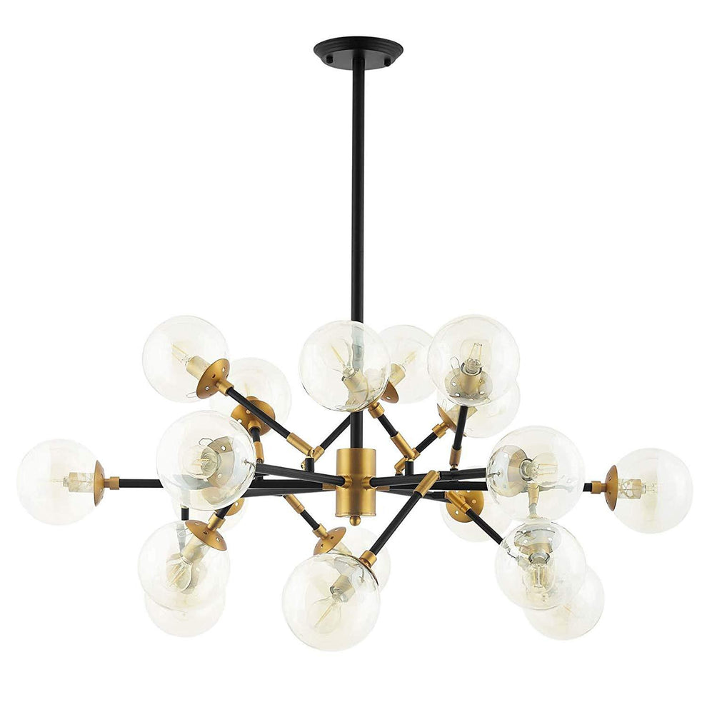 Sparkle Amber Glass And Antique Brass 18 Light Mid-Century Pendant Chandelier By Modway - EEI-2890 | Chandeliers | Modishstore - 3