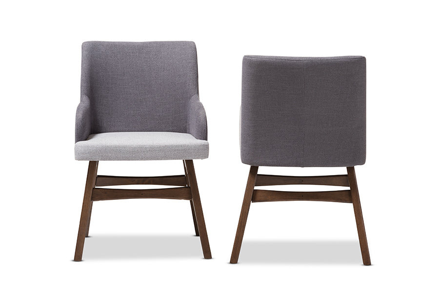 Baxton Studio Monte Mid-Century Modern Two-Tone Grey Fabric Armchair (Set of 2) | Modishstore | Dining Chairs - 3