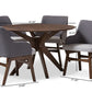 baxton studio monte mid century modern walnut wood round 5 piece dining set | Modish Furniture Store-7
