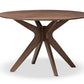 baxton studio monte mid century modern walnut wood 47 inch round dining table | Modish Furniture Store-3