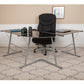 Glass L-Shape Corner Computer Desk with Silver Metal Frame | Desks | Modishstore - 9
