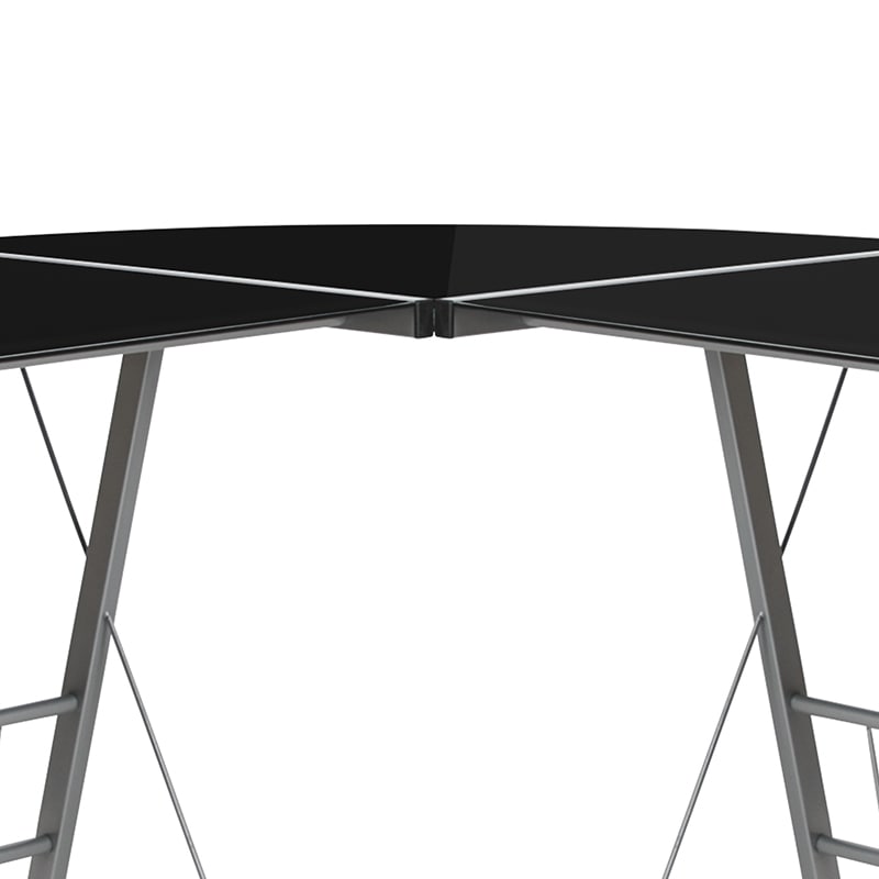 Glass L-Shape Corner Computer Desk with Silver Metal Frame | Desks | Modishstore - 5