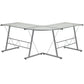 Glass L-Shape Corner Computer Desk with Silver Metal Frame | Desks | Modishstore - 12