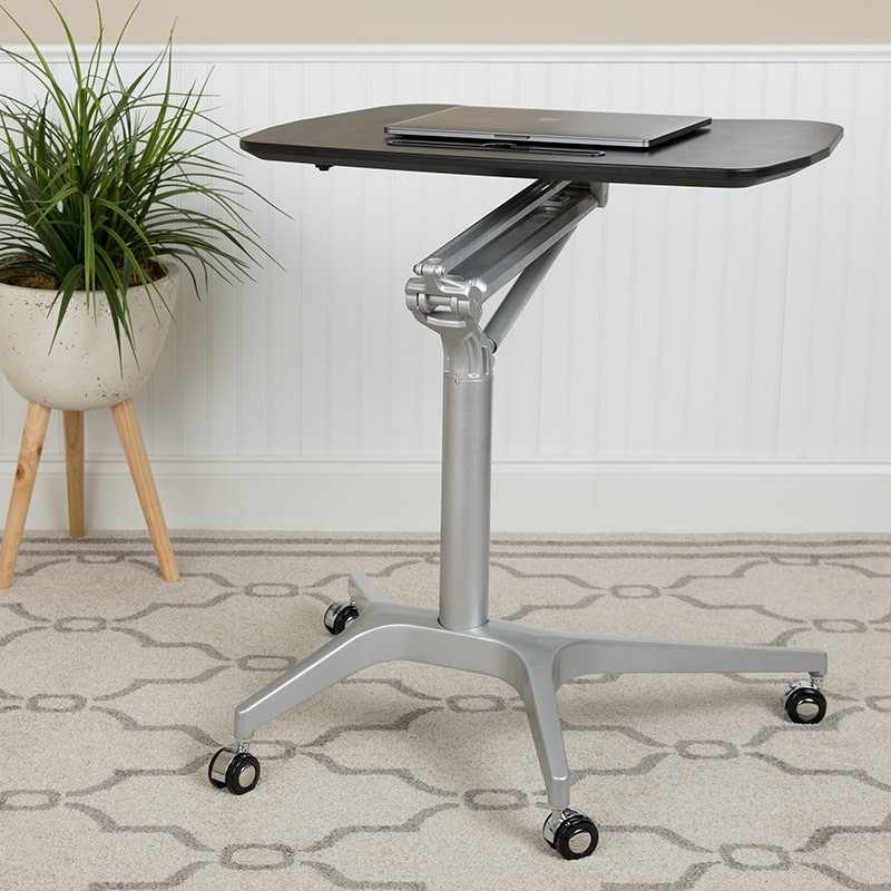 Mobile Sit-Down, Stand-Up Computer Ergonomic Desk by Flash Furniture | Desks | Modishstore-11