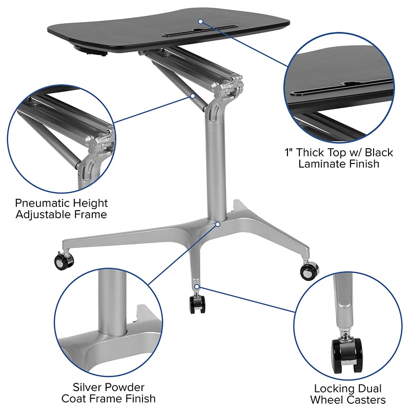 Mobile Sit-Down, Stand-Up Computer Ergonomic Desk by Flash Furniture | Desks | Modishstore-6