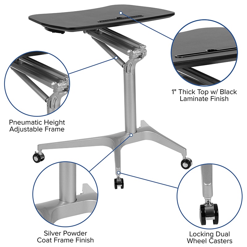 Mobile Sit-Down, Stand-Up Computer Ergonomic Desk by Flash Furniture | Desks | Modishstore - 6
