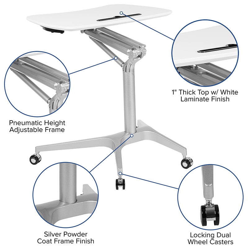 Mobile Sit-Down, Stand-Up Computer Ergonomic Desk by Flash Furniture | Desks | Modishstore - 19