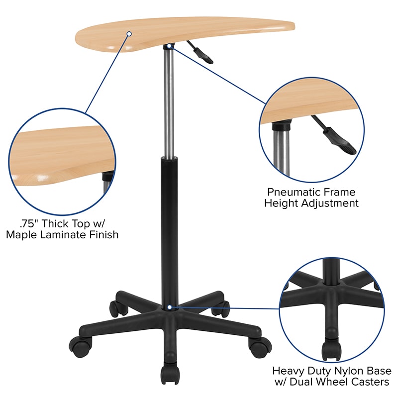 Stand Mobile Laptop Computer Desk by Flash Furniture | Desks | Modishstore - 7