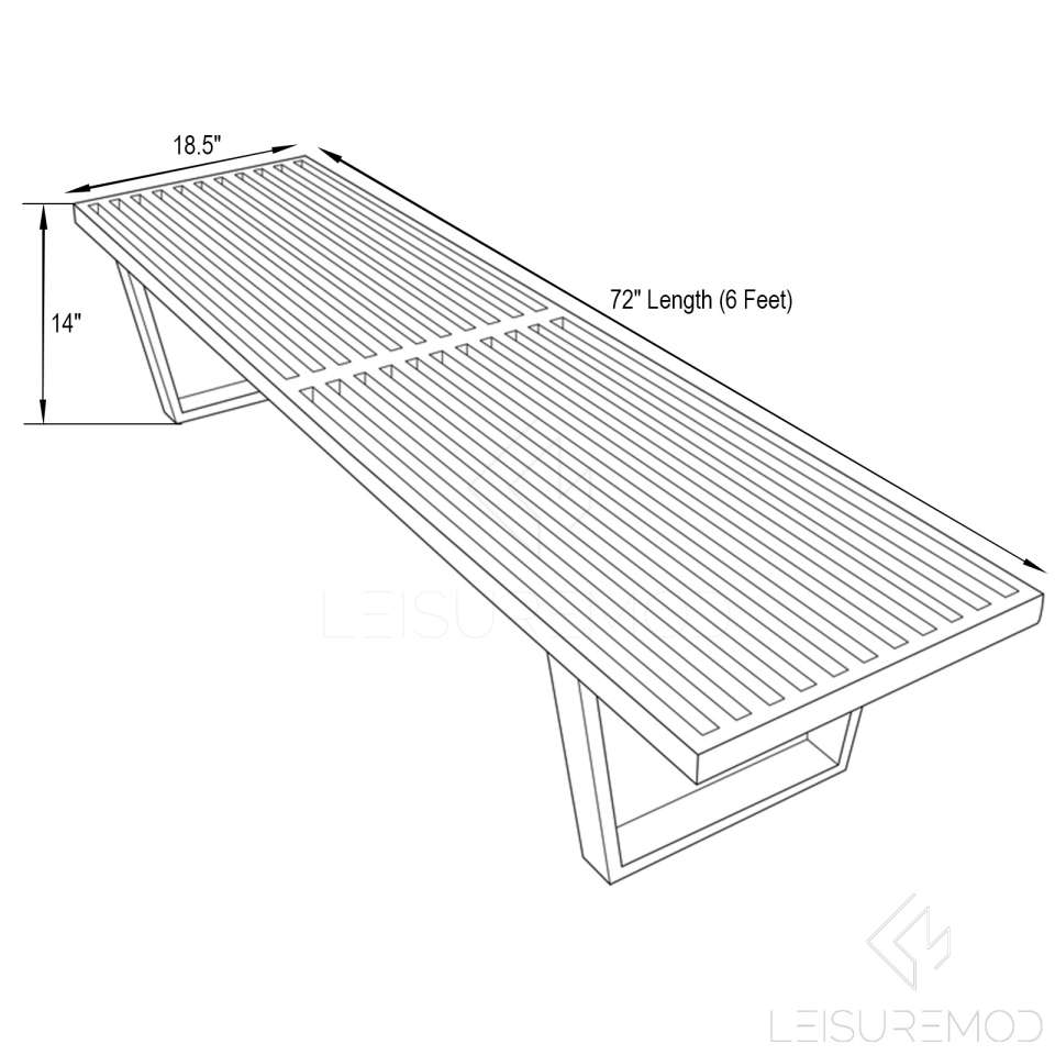 LeisureMod Mid-Century Inwood Platform Bench - 6 Feet | Benches | Modishstore - 8
