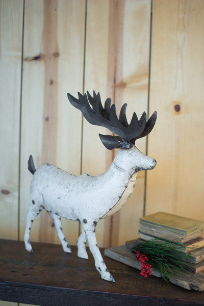Kalalou Recycled White Metal Deer - Large | ModishStore | Animals & Pets