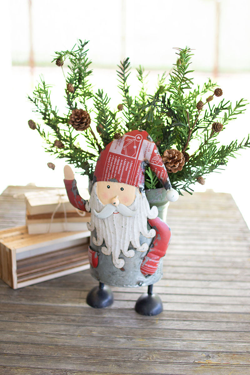 Recycled Iron Santa With Military Canister S/2 By Kalalou | Modishstore | Holiday