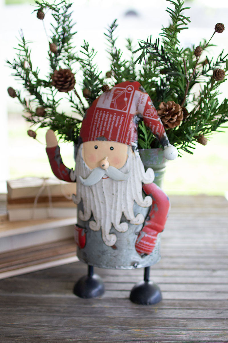 Recycled Iron Santa With Military Canister S/2 By Kalalou-2