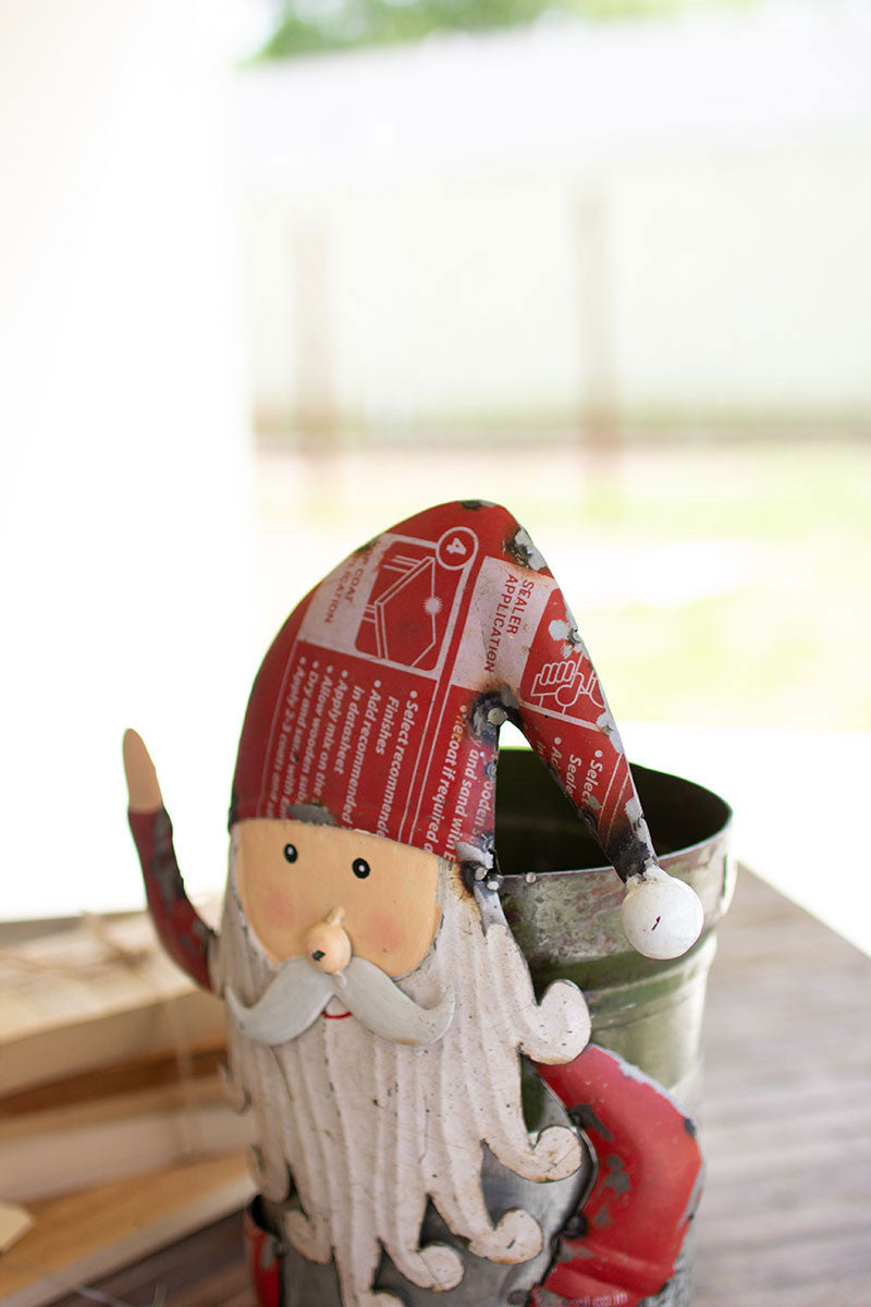 Recycled Iron Santa With Military Canister S/2 By Kalalou-4
