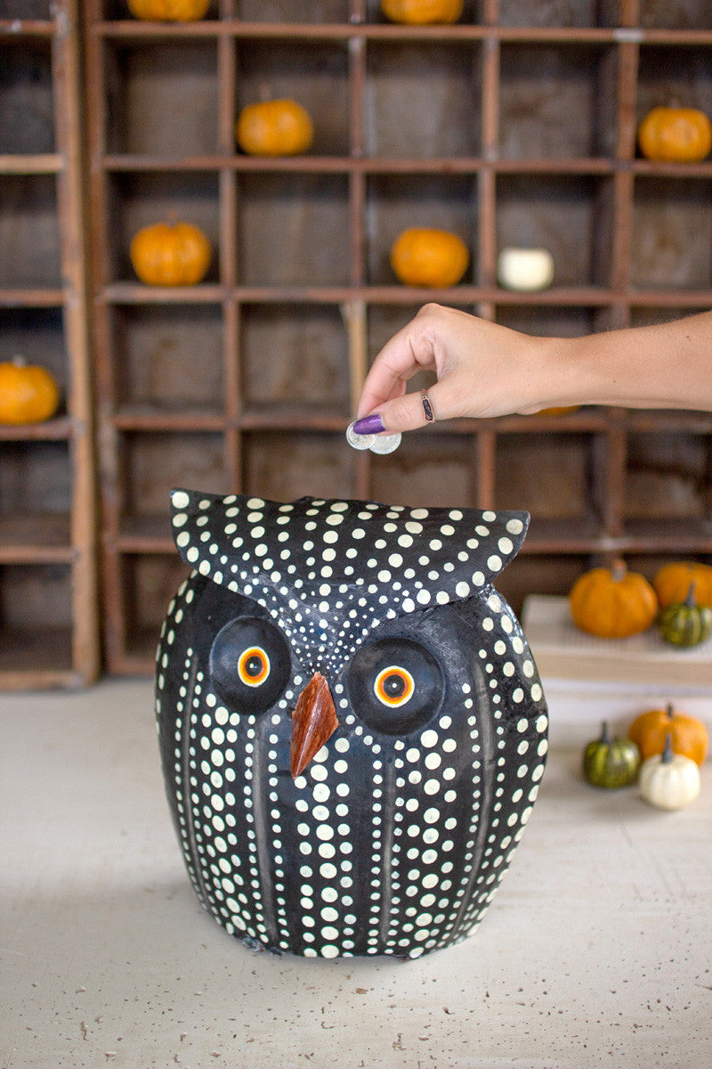 Painted Metal Owl Bank By Kalalou | Animals & Pets | Modishstore