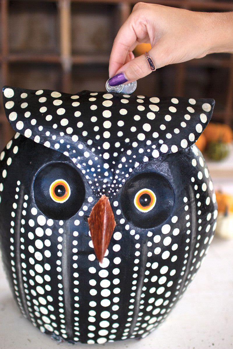 Painted Metal Owl Bank By Kalalou | Animals & Pets | Modishstore - 2