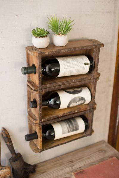 Kalalou Hanging Antique Brick Mold Wine Rack | Modishstore | Wine Racks