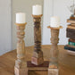 Kalalou Assorted Wooden Candle Stands - Antique Turned Banisters - Set Of 3-2