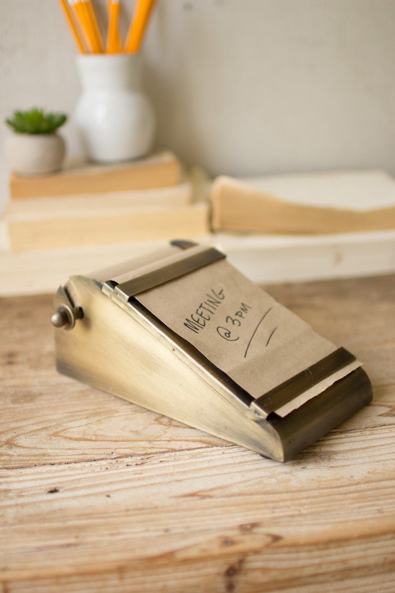 Kalalou Desk Top Note Roll In Antique Brass Dispenser | Modishstore | Home Accents