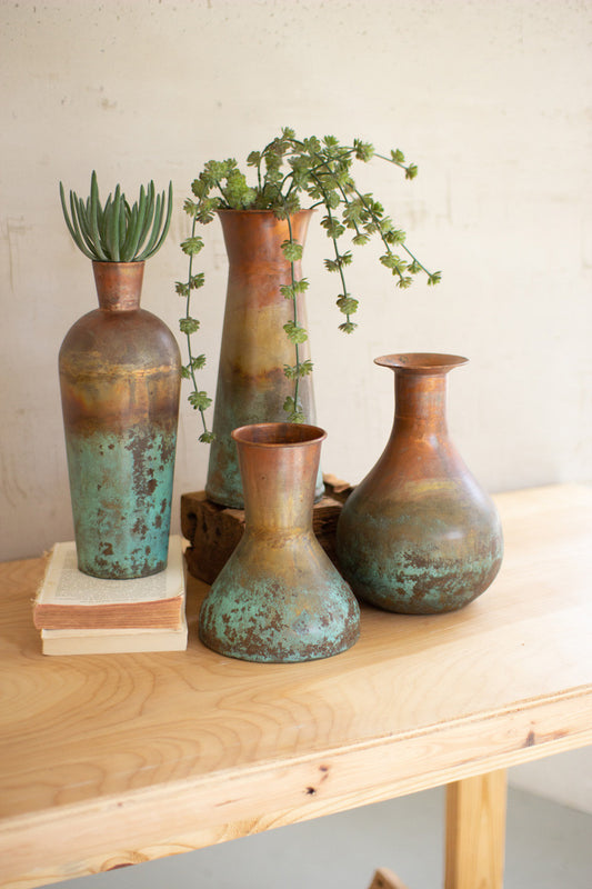 Kalalou Two Toned Copper Vases (Set Of 4) | Modishstore | Vases