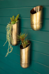 Antique Brass Wall Vases Set Of 3 By Kalaou