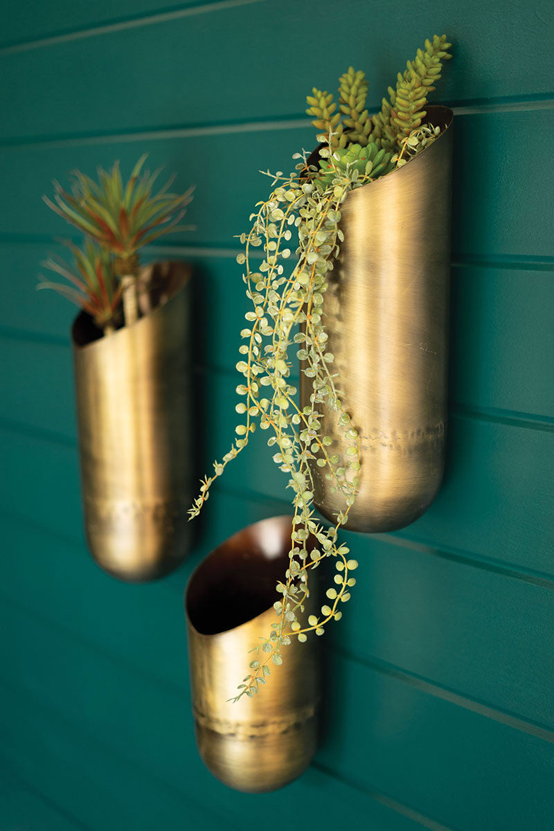 Antique Brass Wall Vases Set Of 3 By Kalaou-3