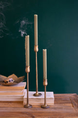 Set Of Three Metal Taper Candle Holders - Antique Brass #1 By Kalalou