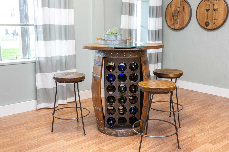 Napa East Wine Storage Table: 36" Round Set with Stools