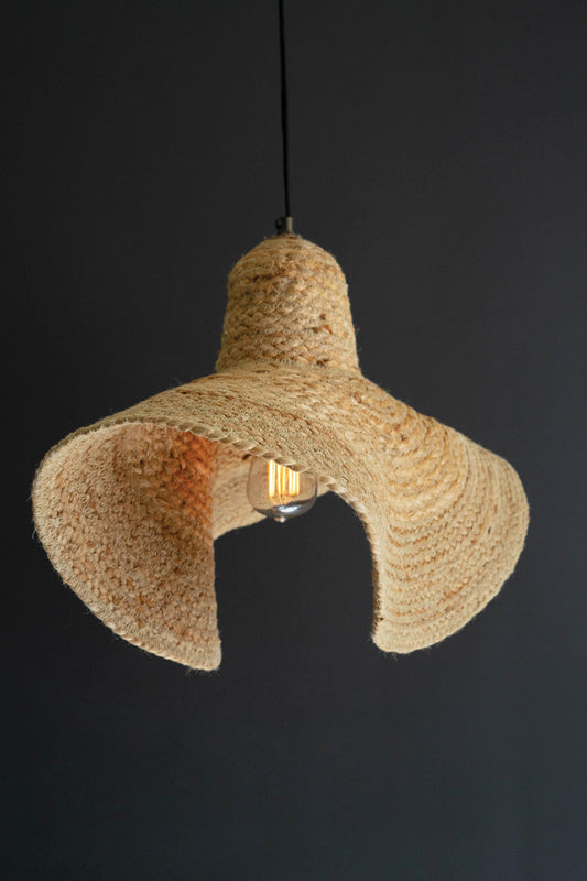 Woven Seagrass Floppy Hat Pendant Light By Kalalou | Pendant Lamps | Modishstore