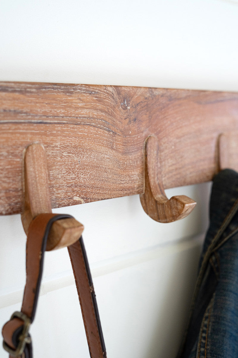 Reclaimed Wooden 4 Hook Coat Rack By Kalalou | Coat Racks | Modishstore